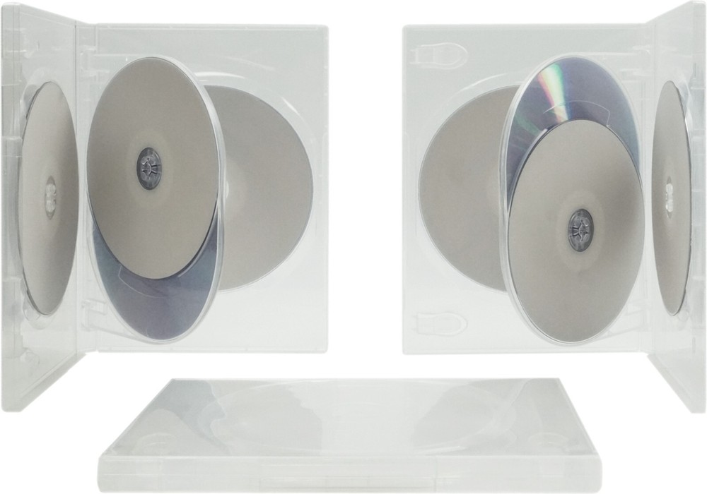 (100) DV4R14CLWT 4-Disc Capacity Clear Quad Replacement DVD CD Storage Case Box
