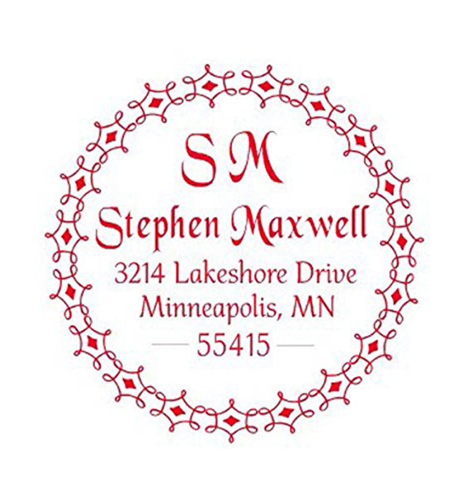 Customized Designer Round Self inkstamp with Monogramname with Return Address