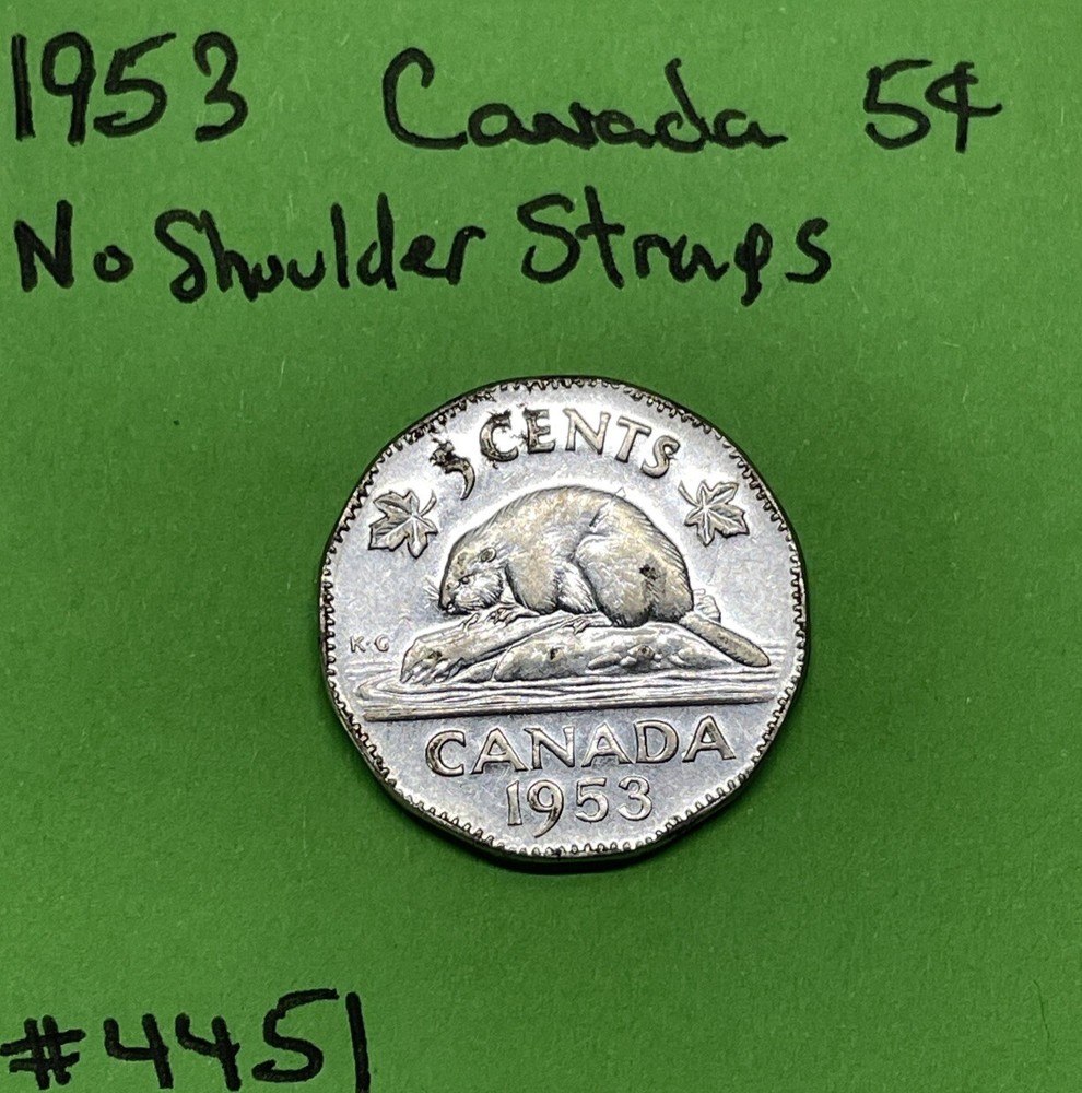1953 Canada 🇨🇦 5c Cents without Shoulder Straps
