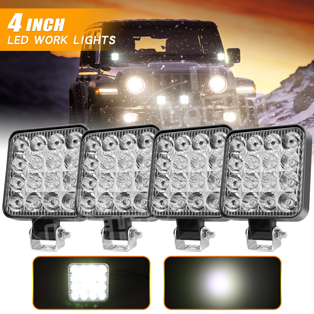 4PCS 4" 20000LM LED Work Light Bar Spot Pods Fog Lamp Offroad Driving Truck ATV