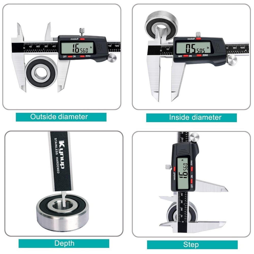 Versatile 8 Inch Digital Micrometer Caliper - Large LCD & Fraction Conversion