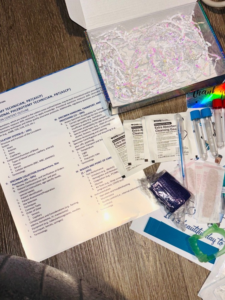 Phlebotomy Student Practice Kit -Tubes, Tray, Gloves & More Educational Use Only