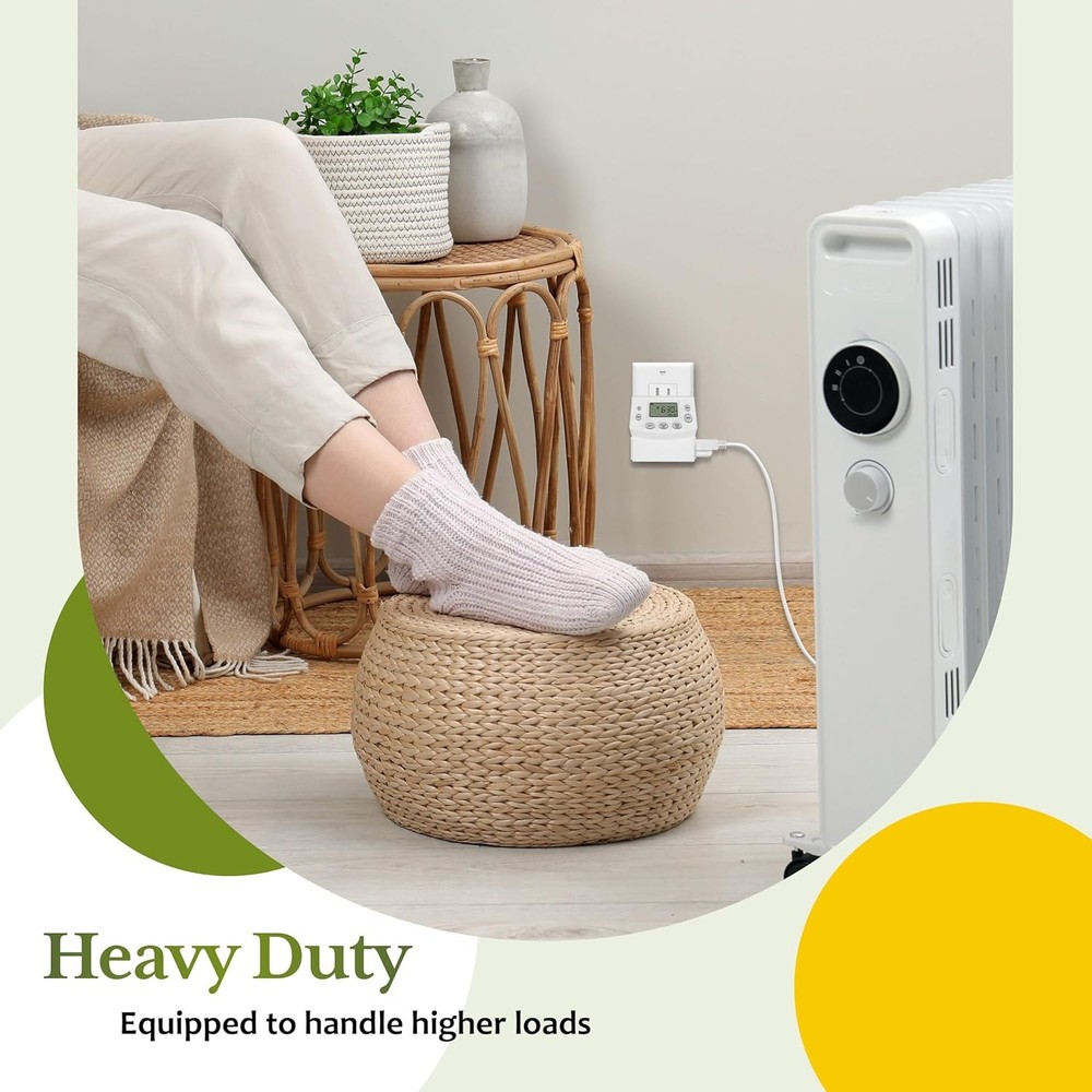 2 Pack Heavy Duty Programmable Digital Timer for Electrical Outlets, 120V