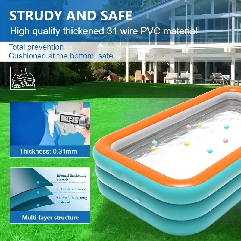 102"x63"x22" Extra Large Family Inflatable Swimming Pool for Kids Adults Pools