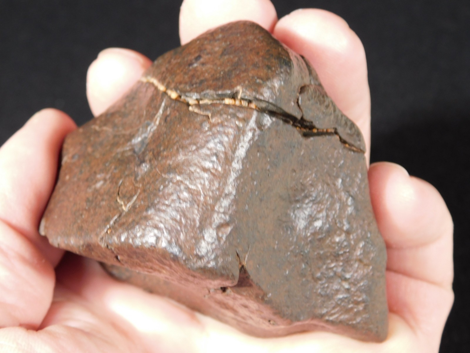 Larger! Stony METEORITE with DARK Fusion Crust and REGMAGLYPTS Libya 251gr