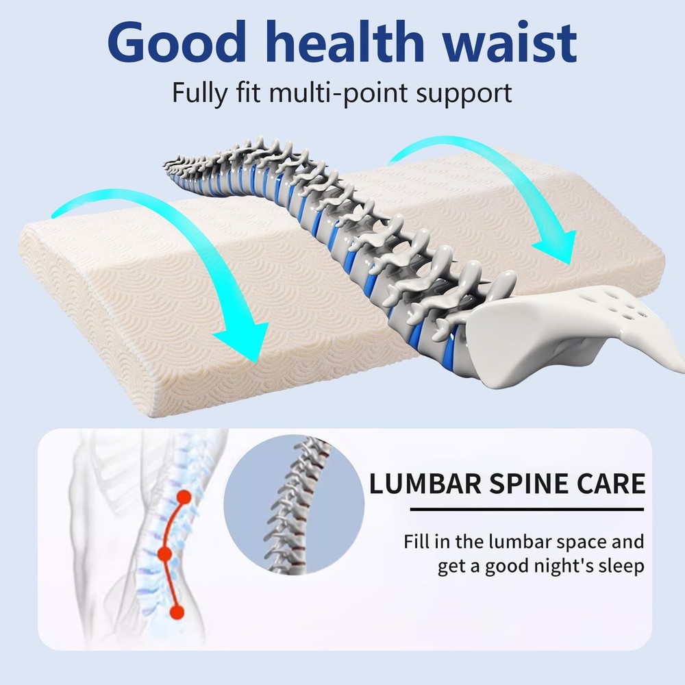 Lumbar Support Pillow for Sleeping Memory Foam Lumbar Support Cushion for Low...