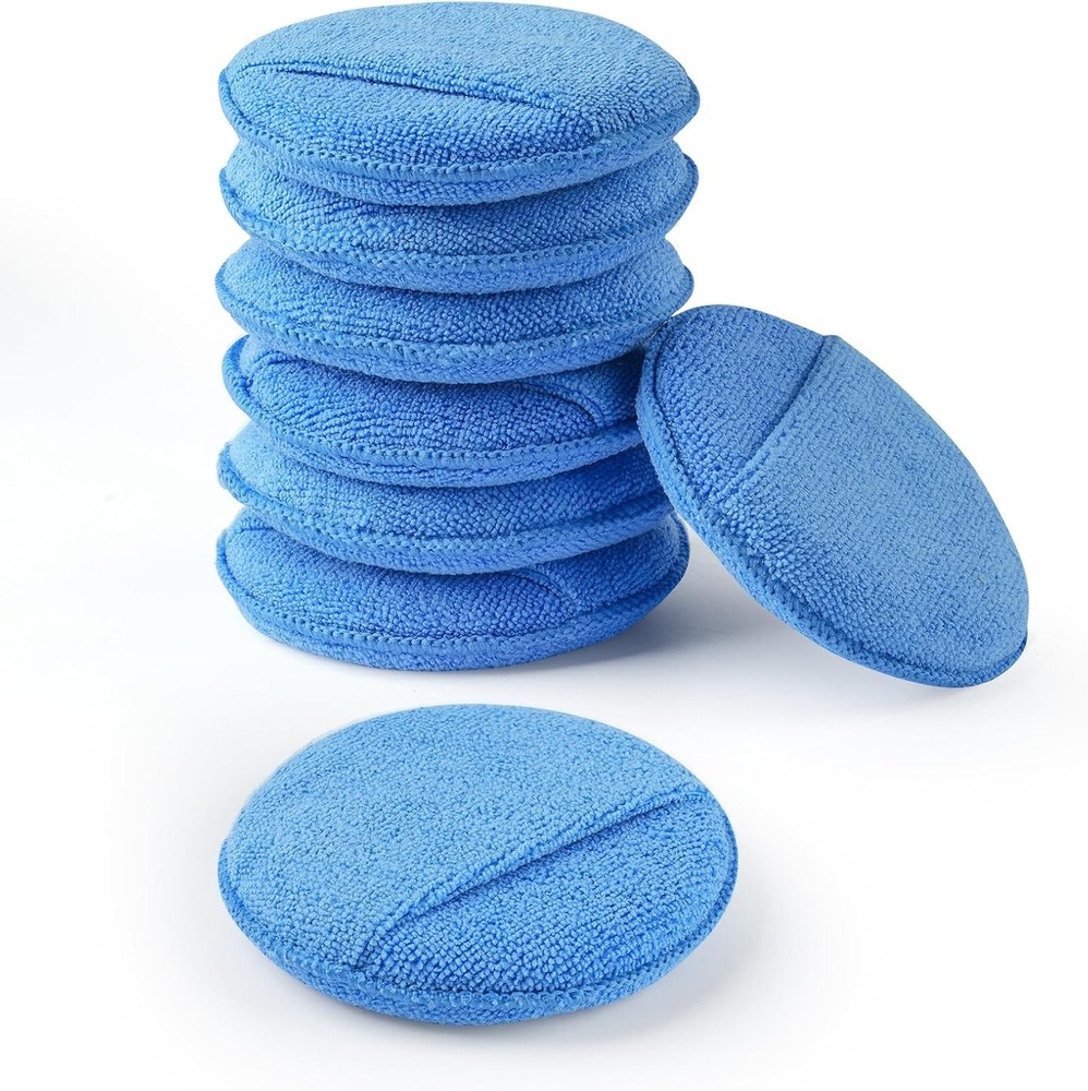 Wax Applicator Pad (8 Pack), 5 Inch Microfiber with Blue