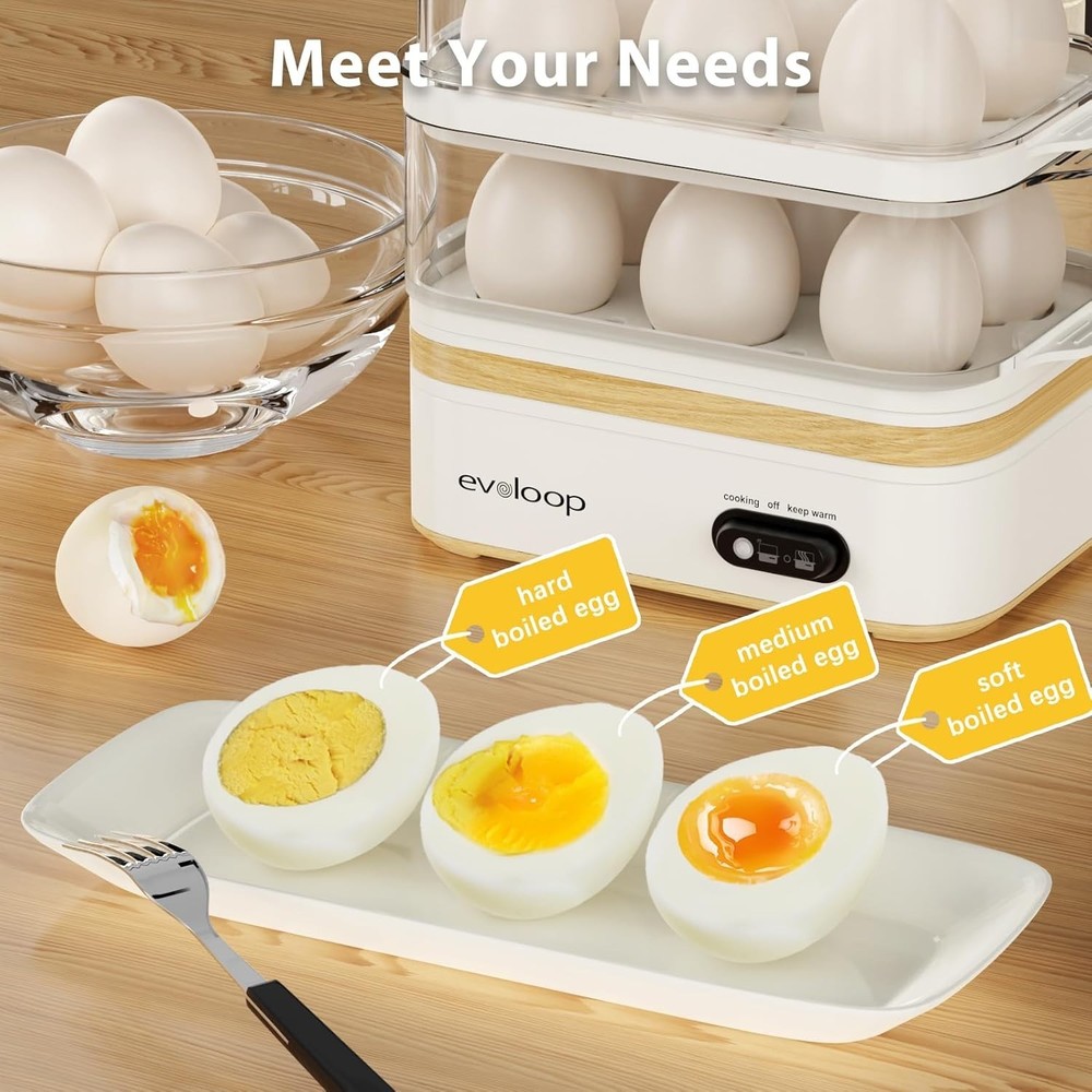 Rapid Egg Cooker Electric 12 Eggs Capacity, Soft, Medium, Hard Boiled, Poache...