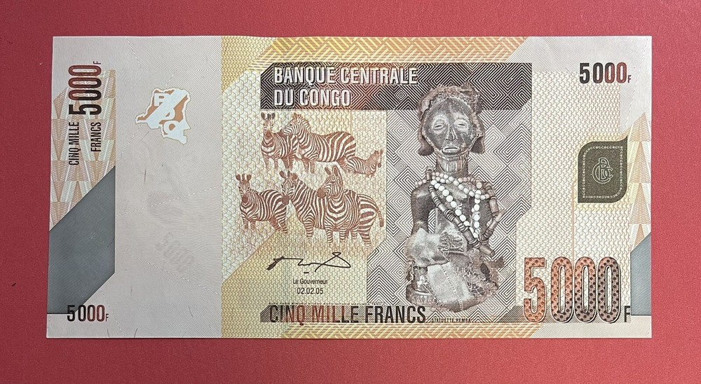Congo 5000 Francs 2005 PICK# 102a? Missing Serial Number UNC (PL1047)