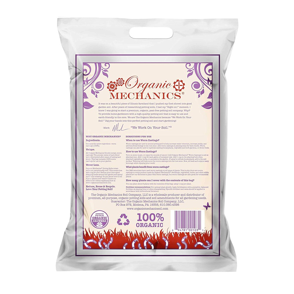 Organic Mechanics Worm Castings Soil Amendment, 1 Pound
