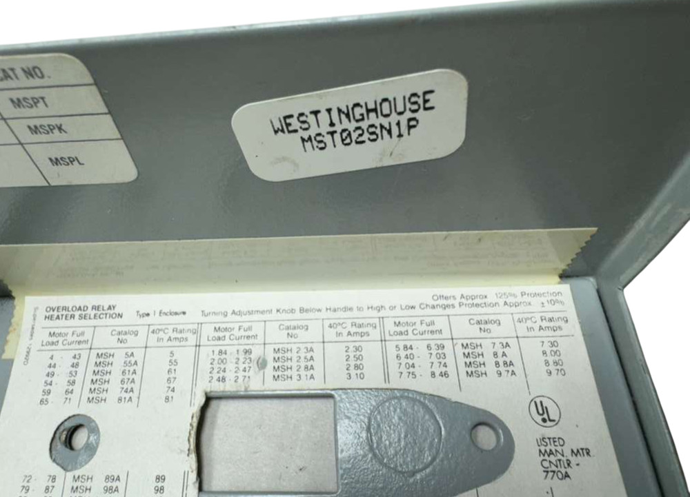 Westinghouse MST02SN1P MS Starter, Toggle Operating Switch, MST02 *Please Read*