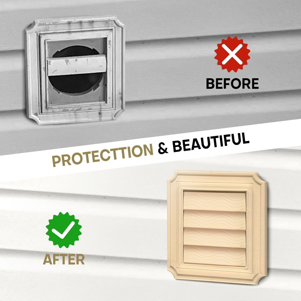4-Pack Dryer Vent Cover Replacement with Enhanced Rippled Design - Premium Pl...