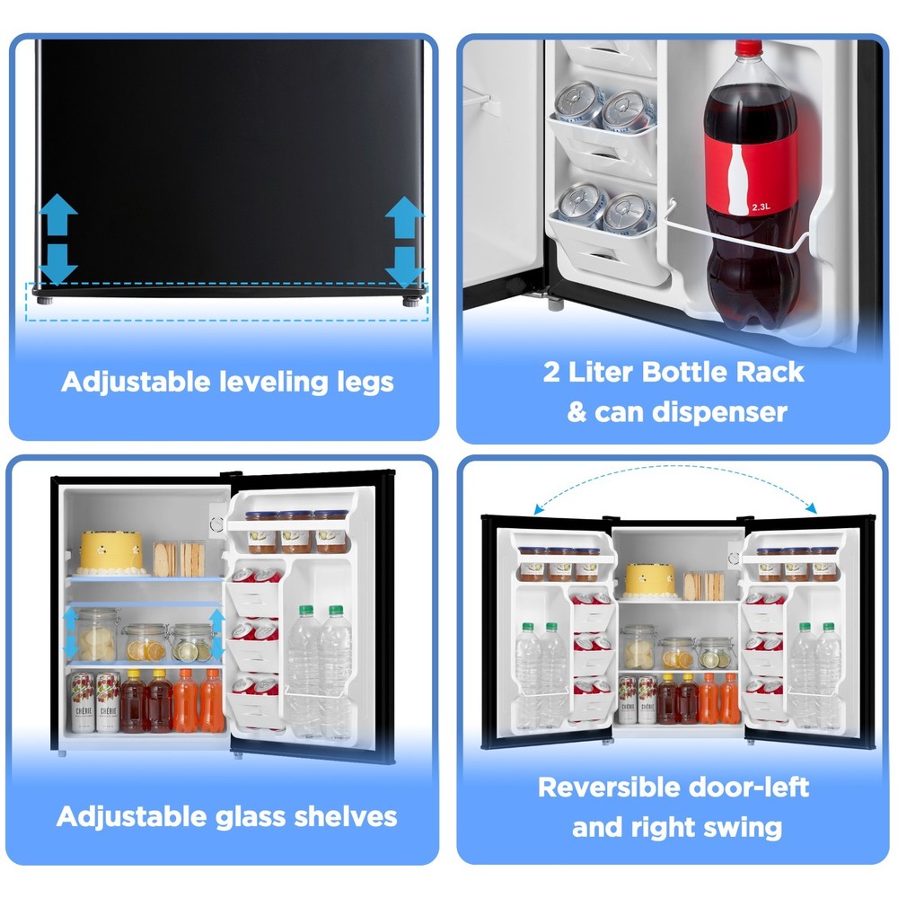 Mainstays 2.7 Cu Ft Compact Fridge, Black, Adjustable Shelves