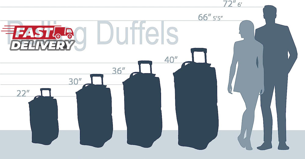 Rockland Rolling Duffel Bag, Black, 22"