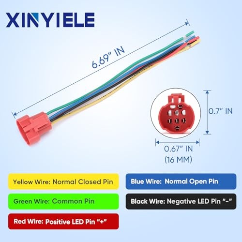 16MM Latching 12V Push Button Switch On Off,Waterproof with Black Shell Red LED