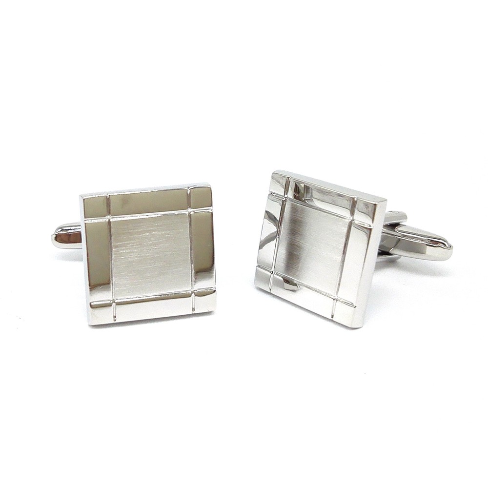 Brushed Centre Art Deco Lines Design Cufflinks X2AJ422