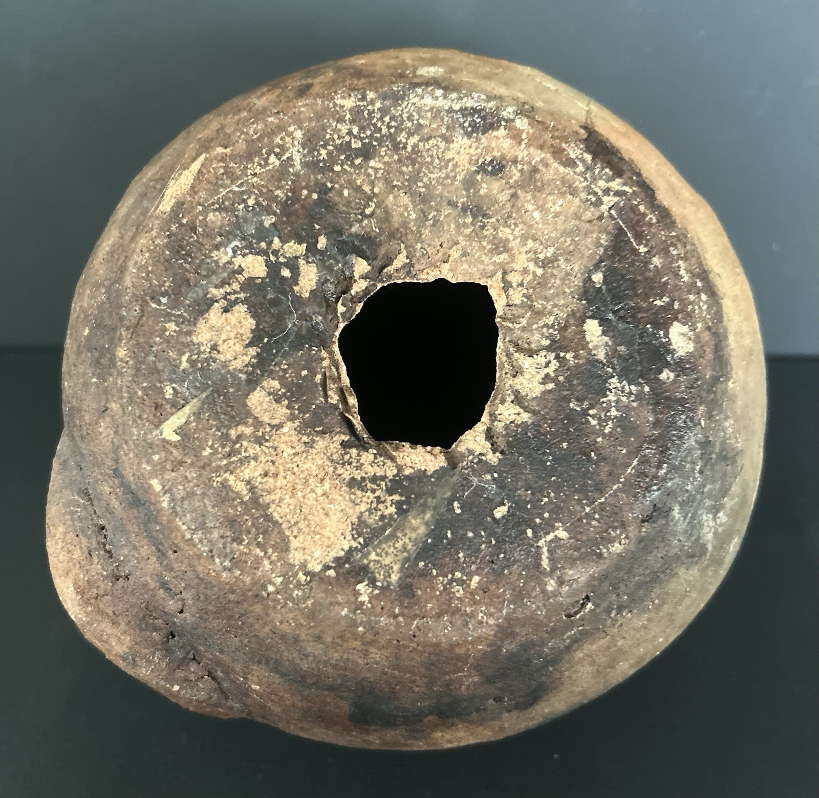 Antique Pre Columbian Clay Pottery Head Coinbank From Veracruz, Mexico 7.5”