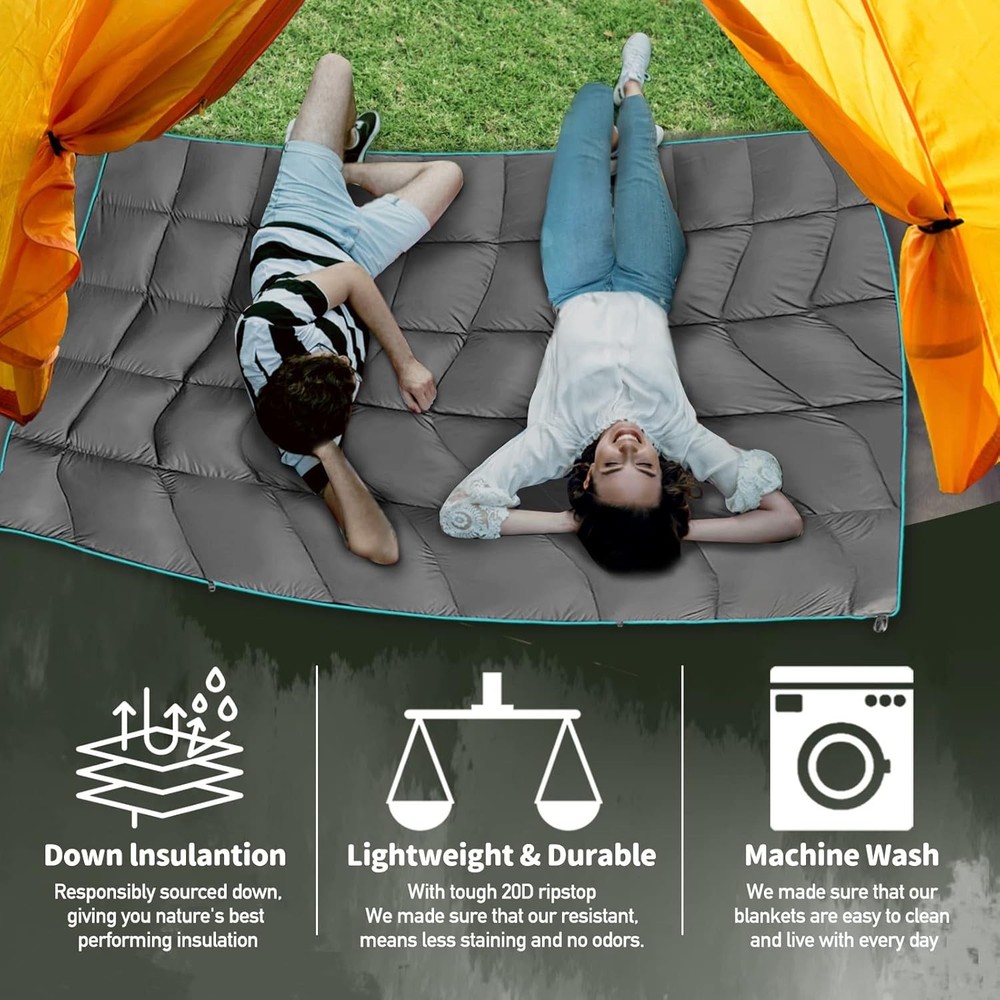 Packable Puffy Blanket - Waterproof Rip-stopped Bag Included