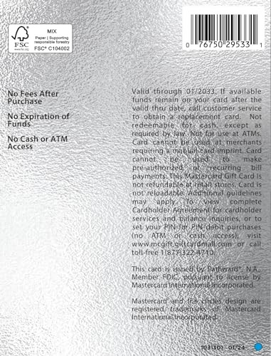 MasterCard Physical Gift Card -$50 (plus $4.95 Purchase Fee)