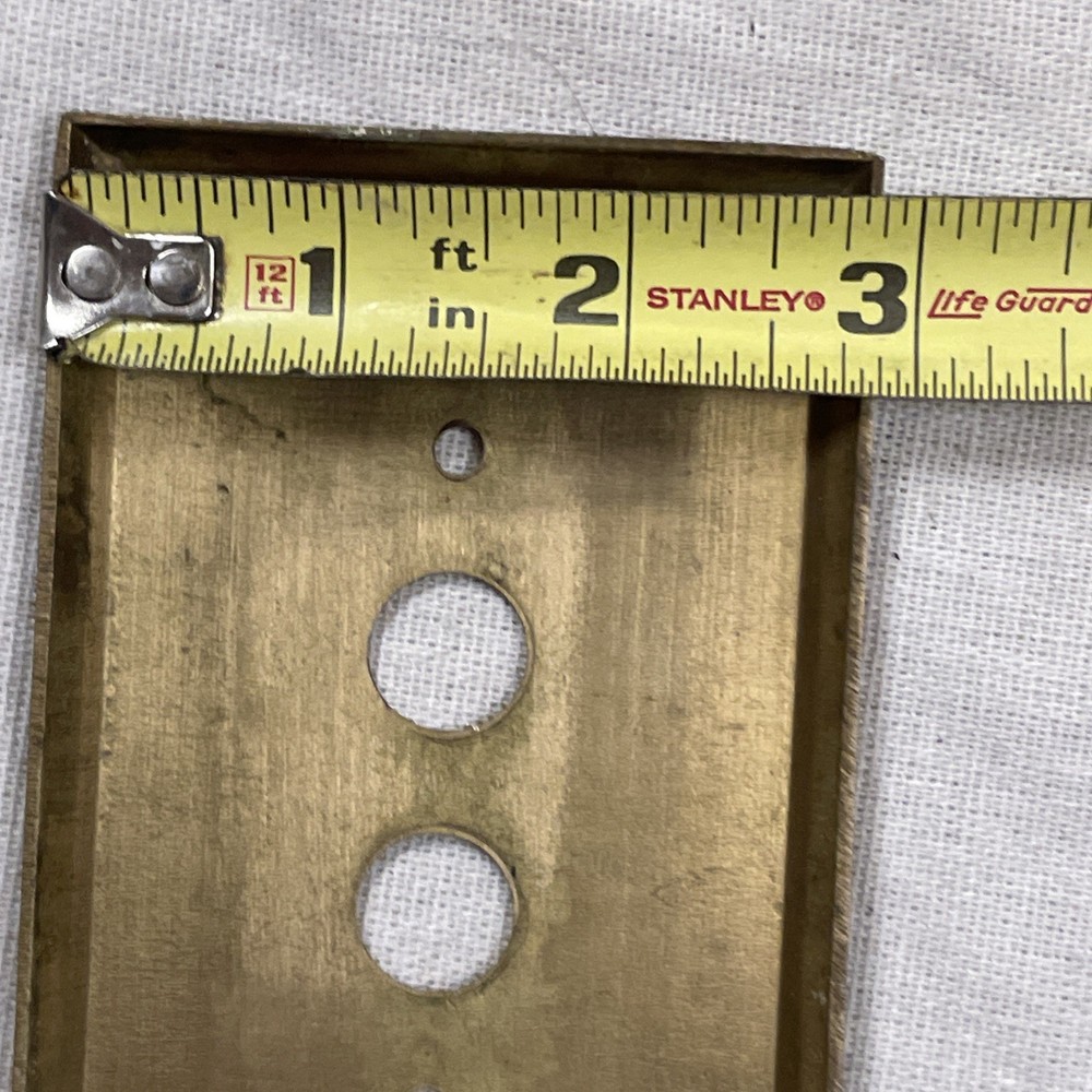 Push Button Single Light Switch Cover Plate Solid Heavy Brass Vintage 4.5 x 2.75