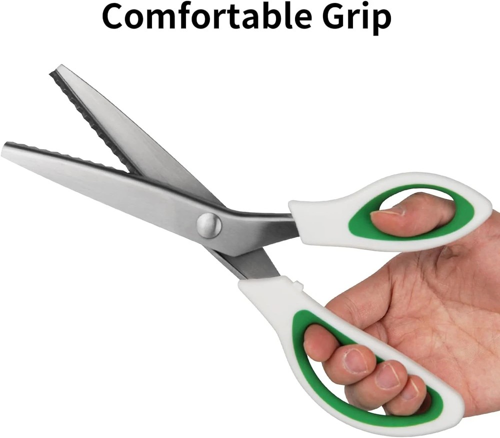 Pinking Shears, 9" Zig Zag Craft Scissors Decorative Edge, Pinking Shears for Fa