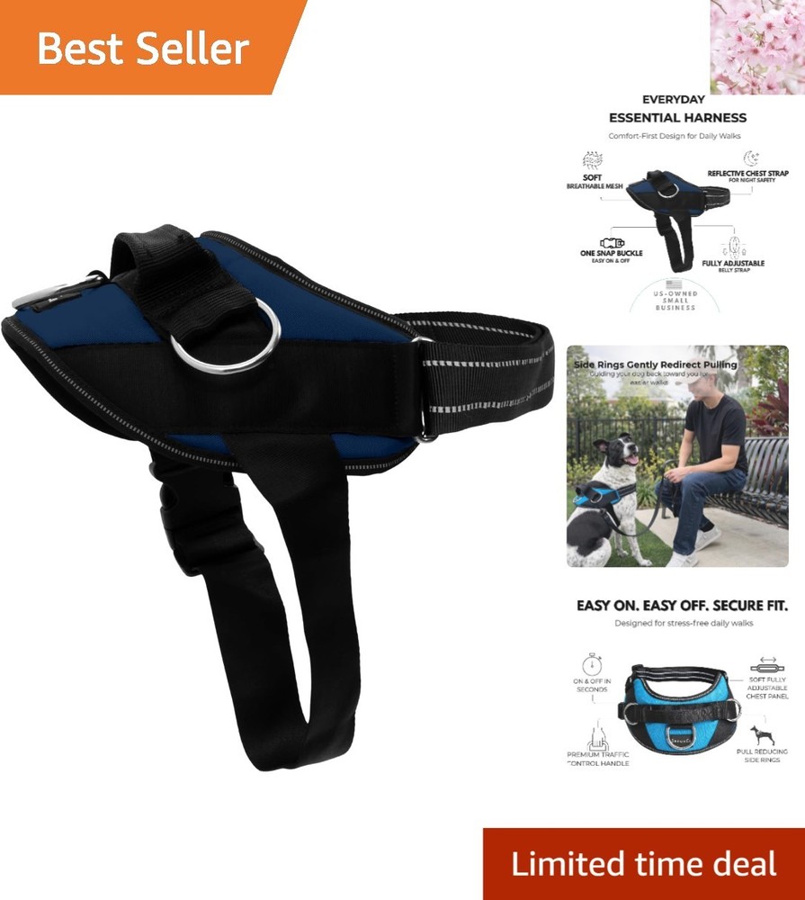 No-Pull Harness for Dogs - Adjustable, Reflective, Medium, Pacific Blue