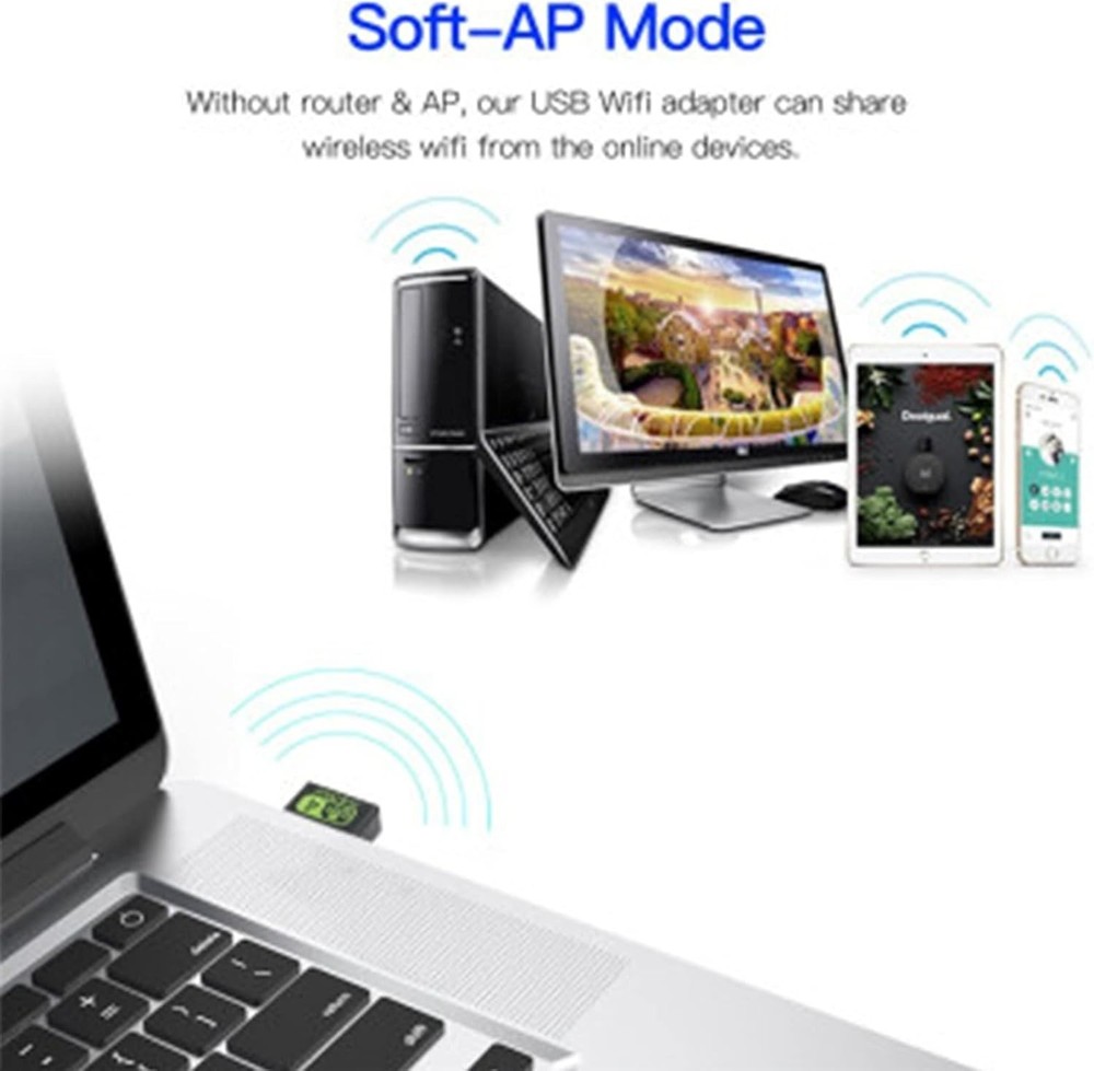 150Mbps Mini Wireless USB WiFi Adapter - Sleek Design, Free Driver Installation