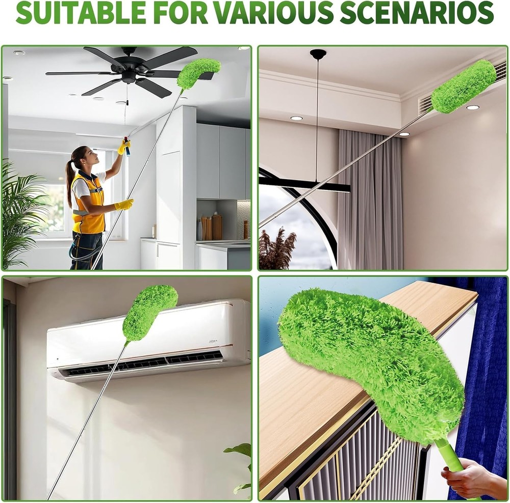 Cobweb Duster with Extension Pole, Washable Cleaning Duster Set with 2 Duster...