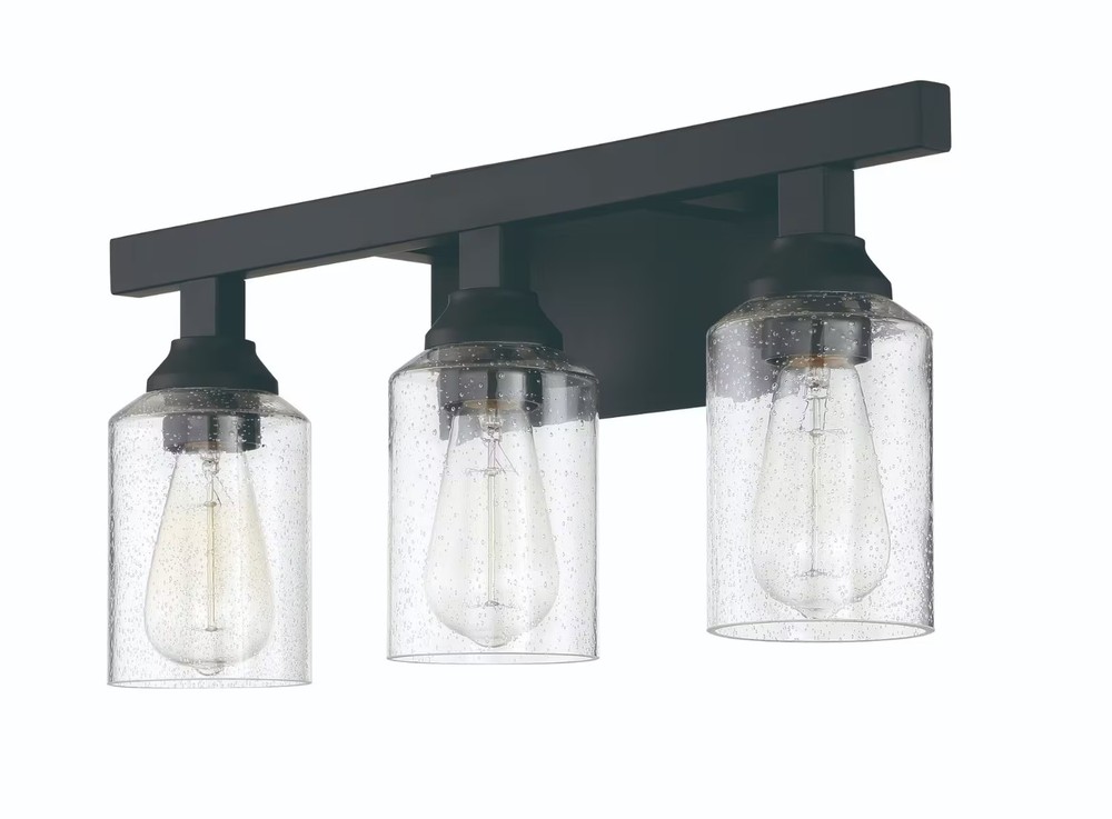 Flat Black Three Light Vanity from the Chicago Collection