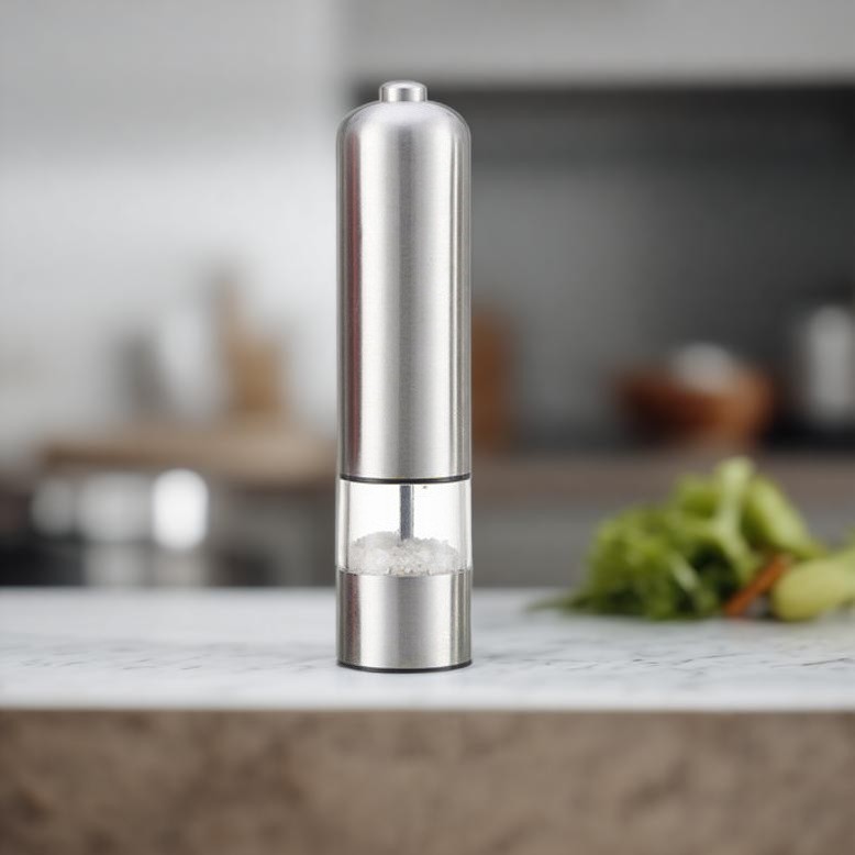 Adjustable Electric Salt Pepper Grinder Mill Shakers Set Stainless Steel (2PACK)