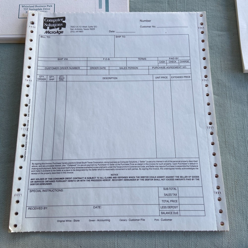 Vintage MicroAge Computer Solutions Technical Services Operations Manual Paper E