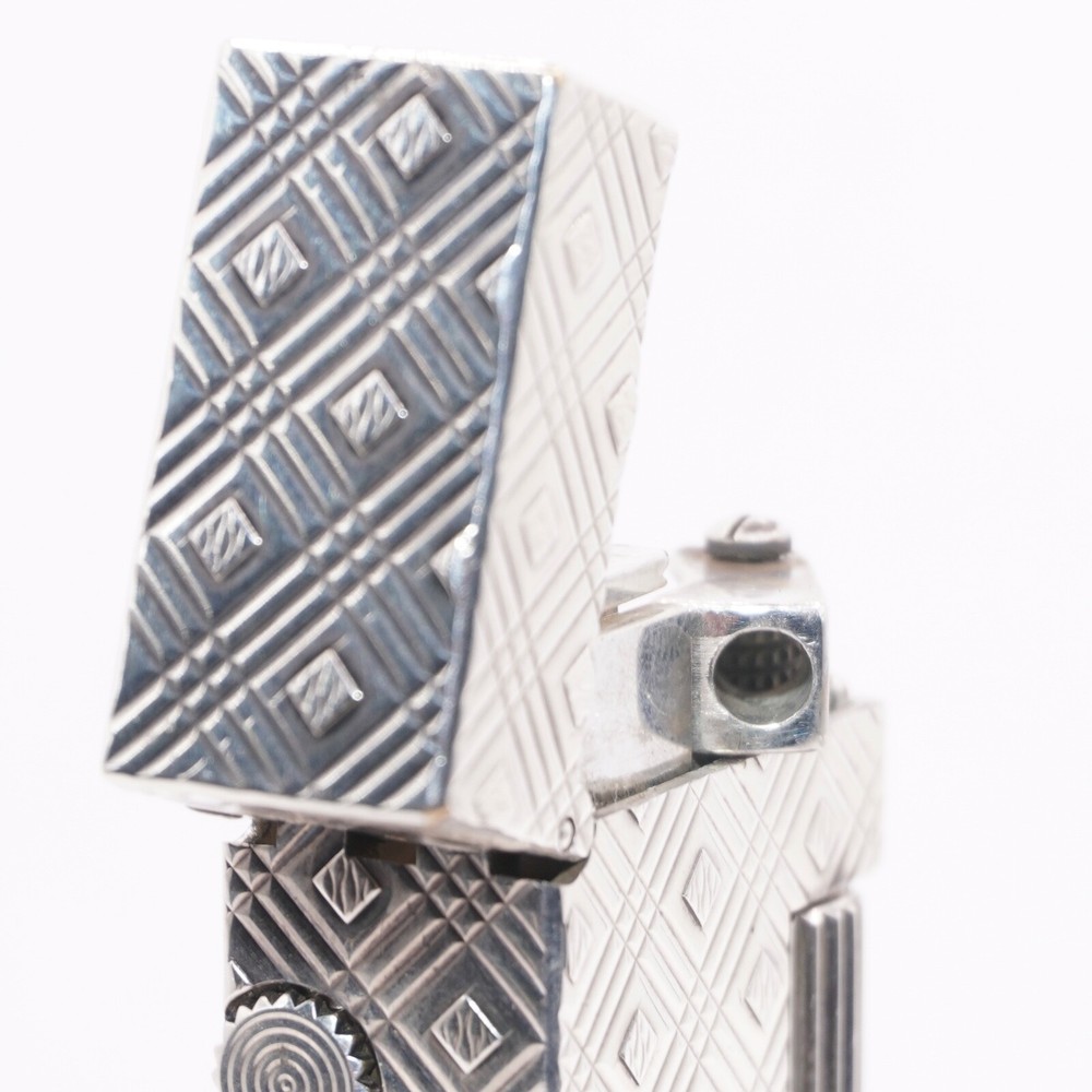 Dunhill Lighter Silver Rhombus Pattern_Ultrasonically cleaned_Working
