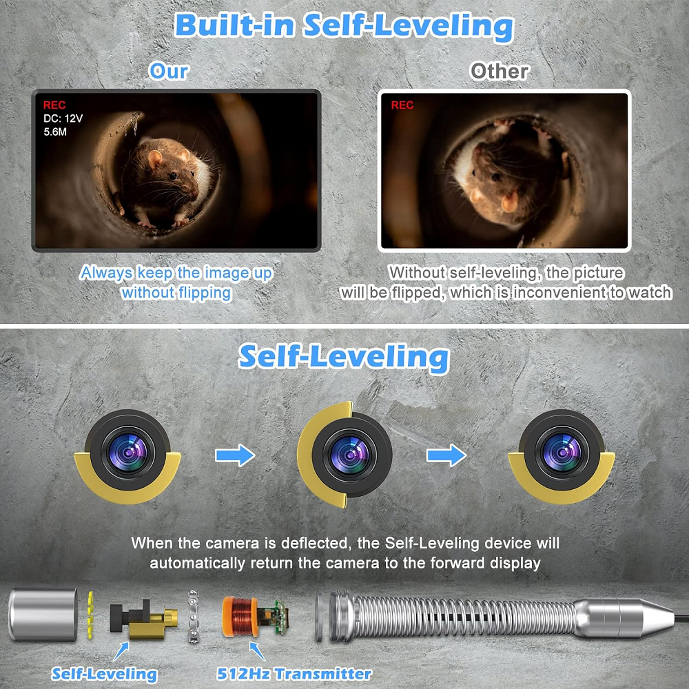 Pipe Sewer Camera 9in Screen 5-7MM Drain Camera Plumbing