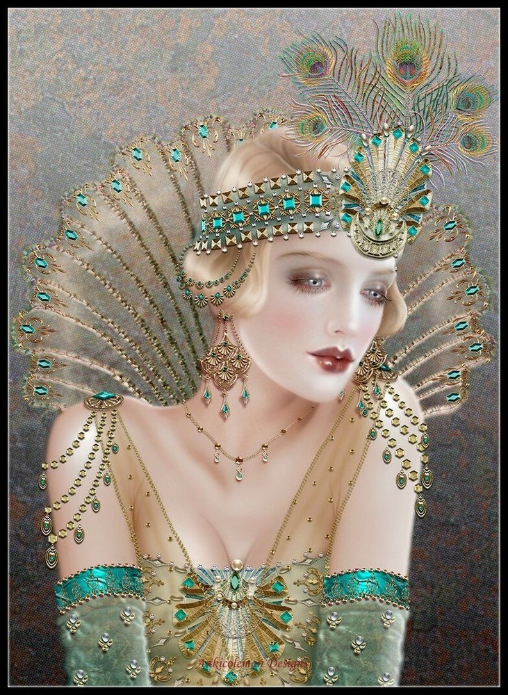 Art Deco Lady 34 - Chart Counted Cross Stitch Patterns Needlework DIY DMC