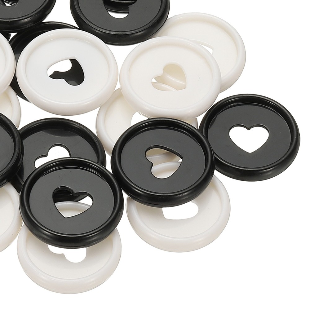 24mm Plastic Book Binding Discs, 22 Pack Expansion Discs Heart, Black/White