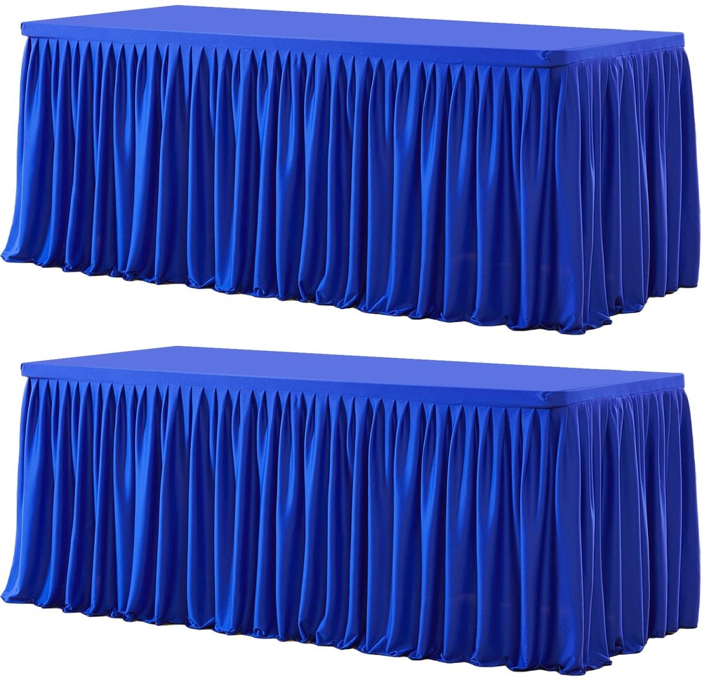 2 Pack Royal Blue Rectangle Table Clothes for 6 Foot Tables, Polyester Fitted...