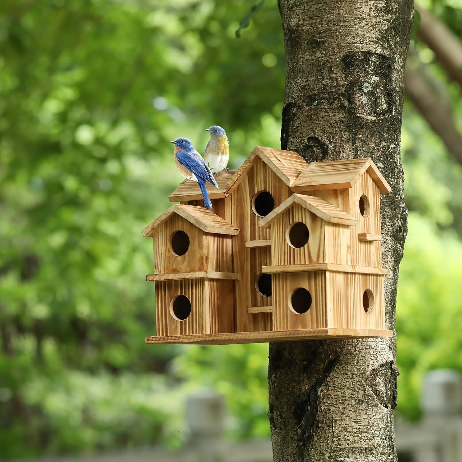 Bird Houses for Outside 10 Hole Bird House Room for 10 Bird Families Large