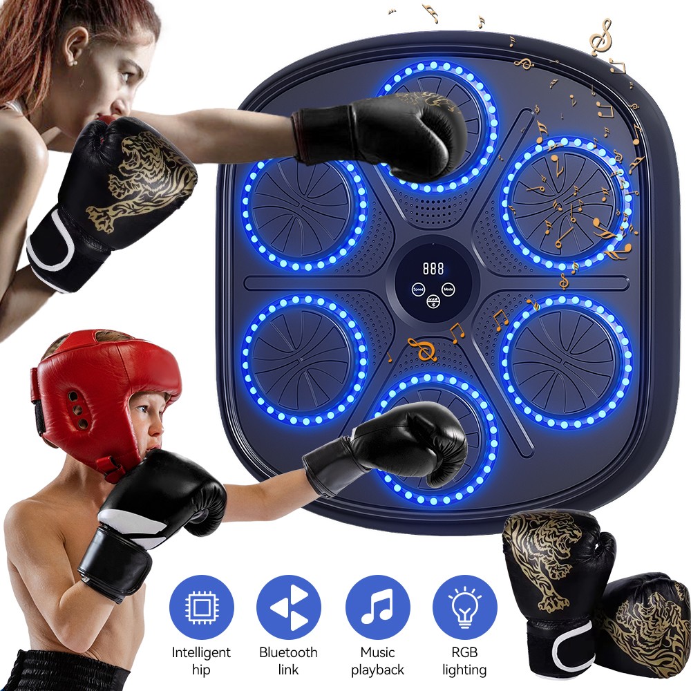 2024 Smart Music Boxing Machine Bluetooth Wall Target Training Exercise + Gloves