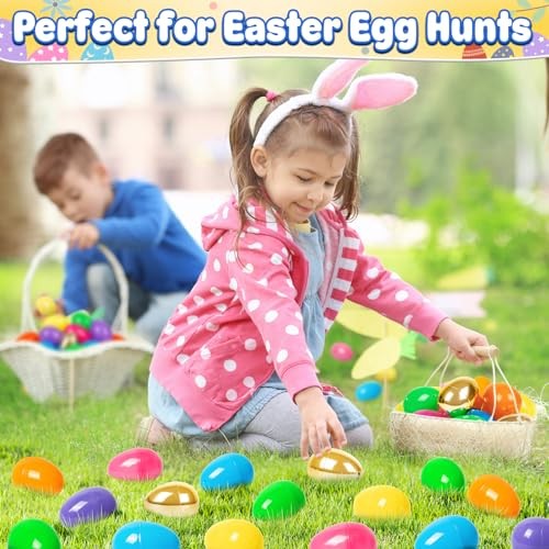36 Count 3.15" Plastic Easter Eggs, 30 Pcs Empty Suprise Eggs 6 Pcs Golden