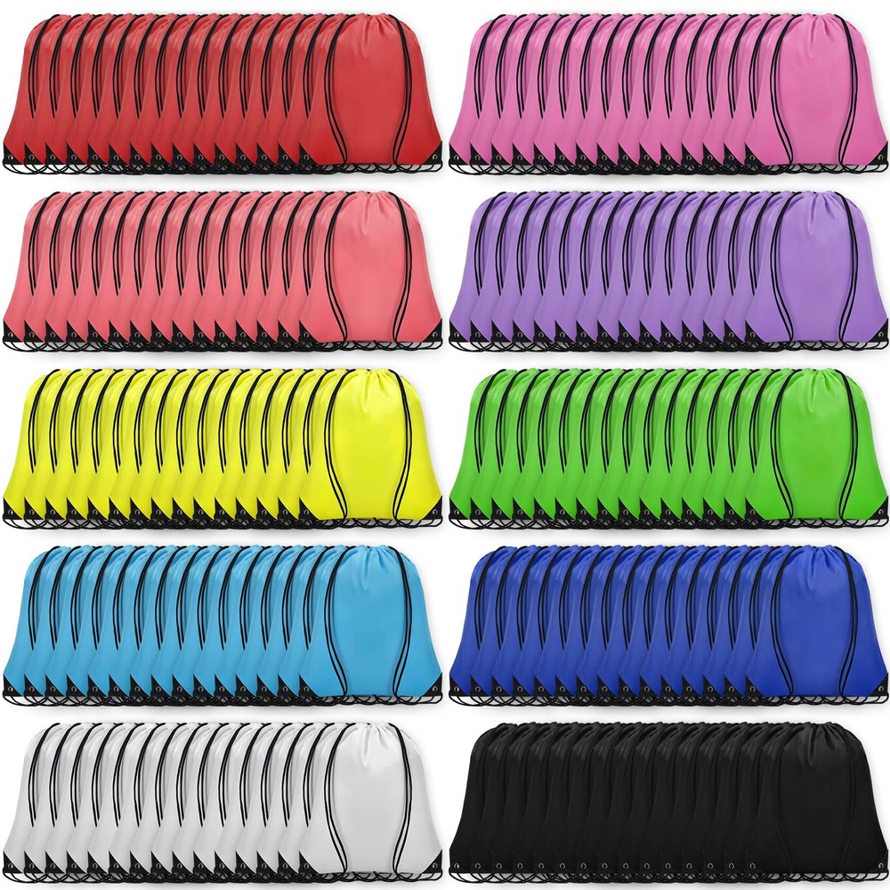 Grneric 150Pcs Drawstring Backpack Bulk Cinch Sackpack Multicolor