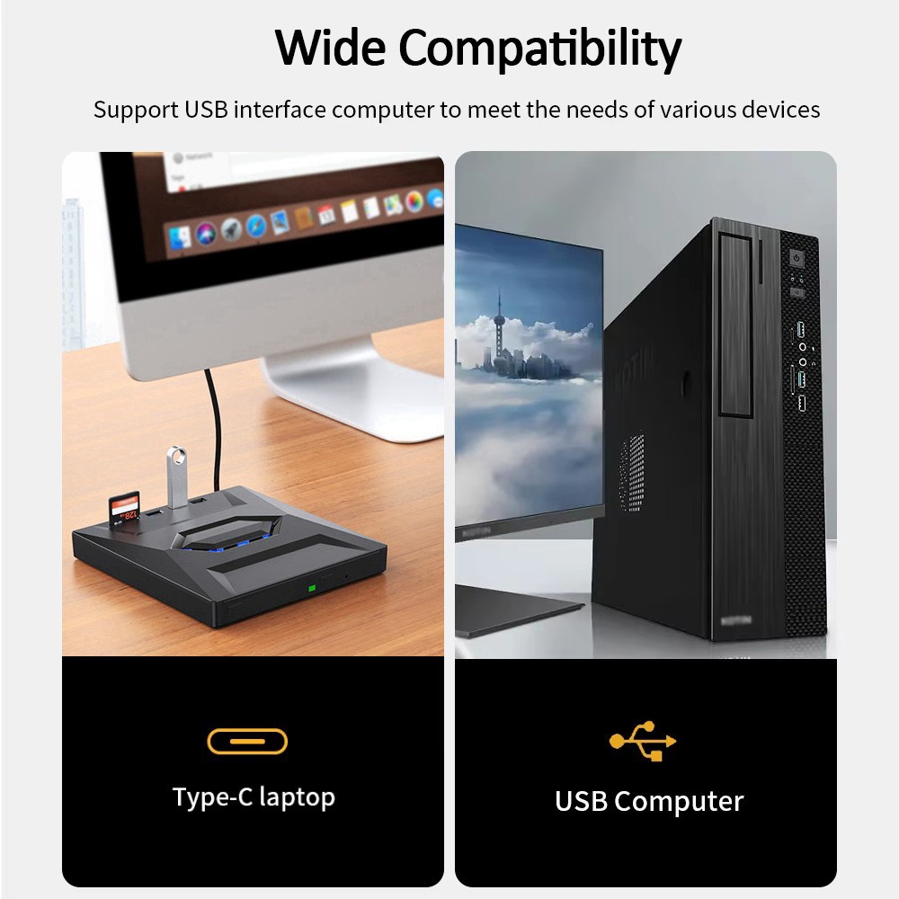 External CD DVD Burner Reader Write USB 3.0 High Speed for Windows PC Mac Laptop