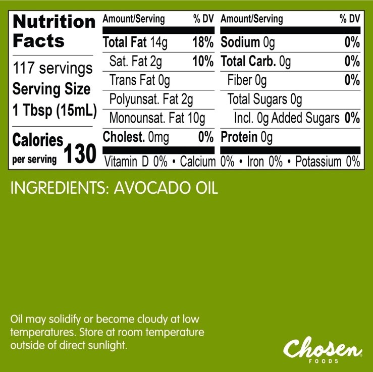 Chosen Foods 100% Pure Avocado Oil - Keto and Paleo Diet Friendly, Kosher, 1.5L