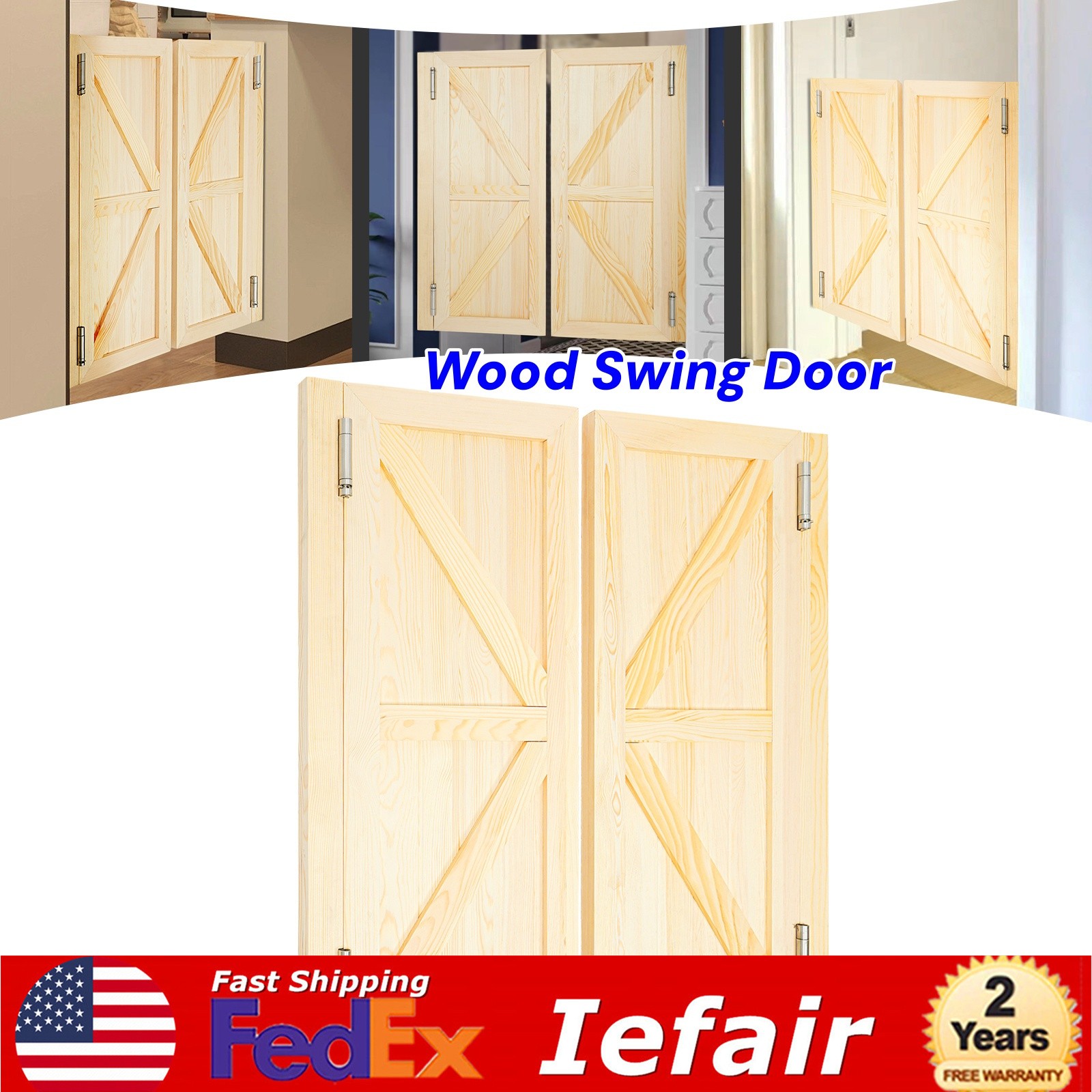 Wooden Swinging Doors 1.38 In 35.43*15.75 In For Bathroom Double Door With Hinge