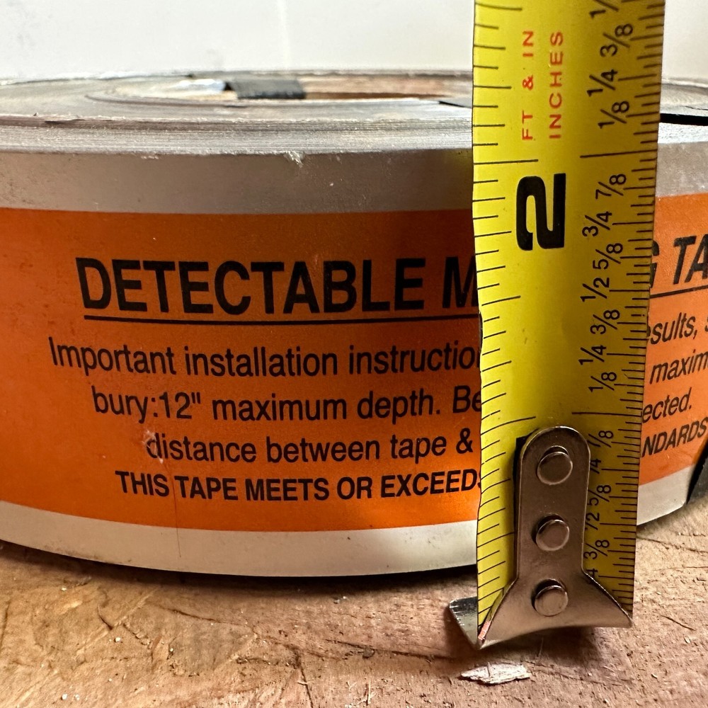 2 - Orange Detectable Underground Tape Caution Line Below Fiber Optic 2"x1000'