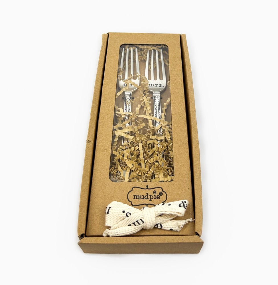 New in Box - Open Box - Mudpie Mr. & Mrs. Boxed Wedding Fork Set