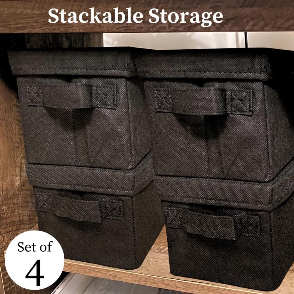 CD Storage Boxes 4 Pack Durable CD Case Organizer with Lid Disc Container Set