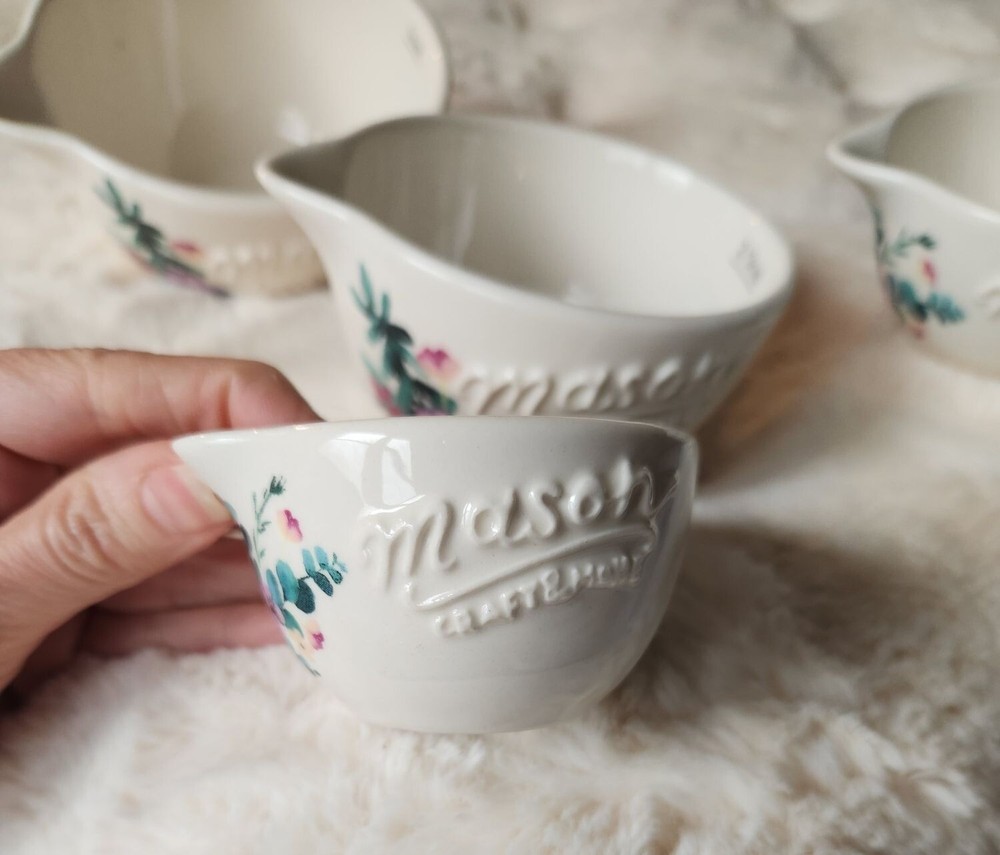Mason Floral Watercolor Ceramic Nesting Measuring Cups