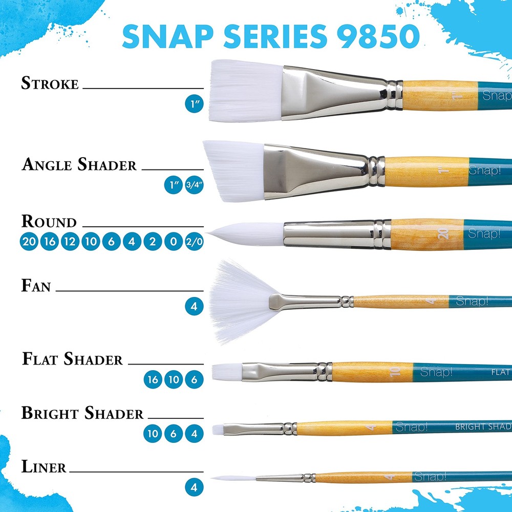 Princeton 9850SET-3 Snap! Paintbrush Set, White