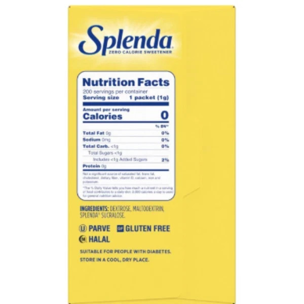 SPLENDA Zero Calorie Sweetener, 200 Count Packets