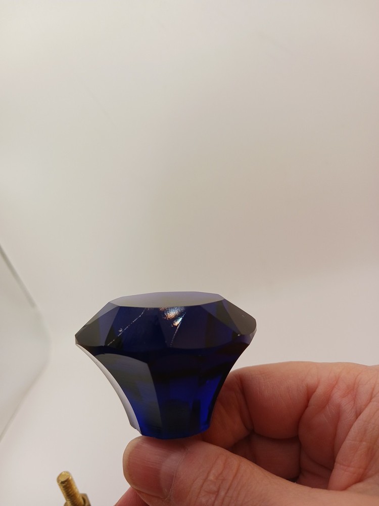 2 Vintage Glass Cobalt Blue Large Knobs 2" Diameter 1.5" Tall Small Chips READ